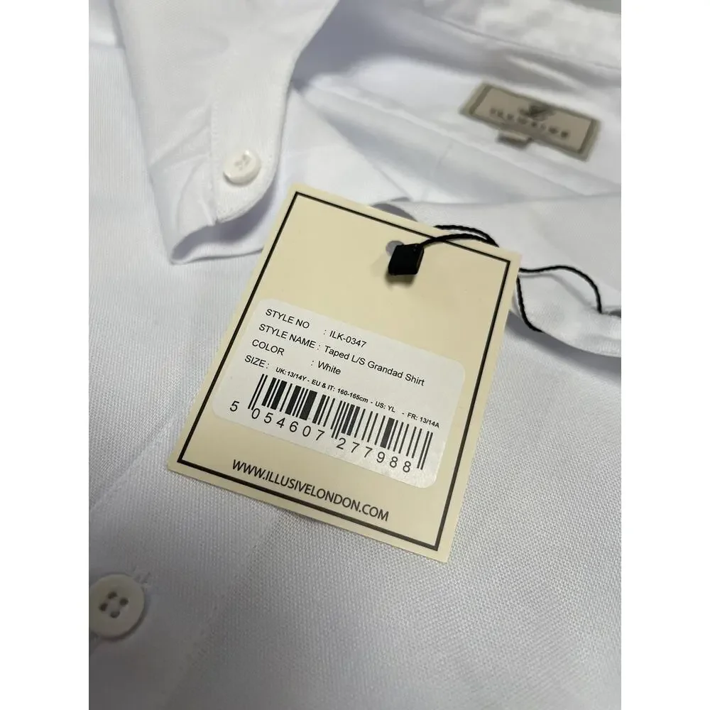 ILLusive London Shirt Boys 13-14 Button Up White Long Sleeve N49